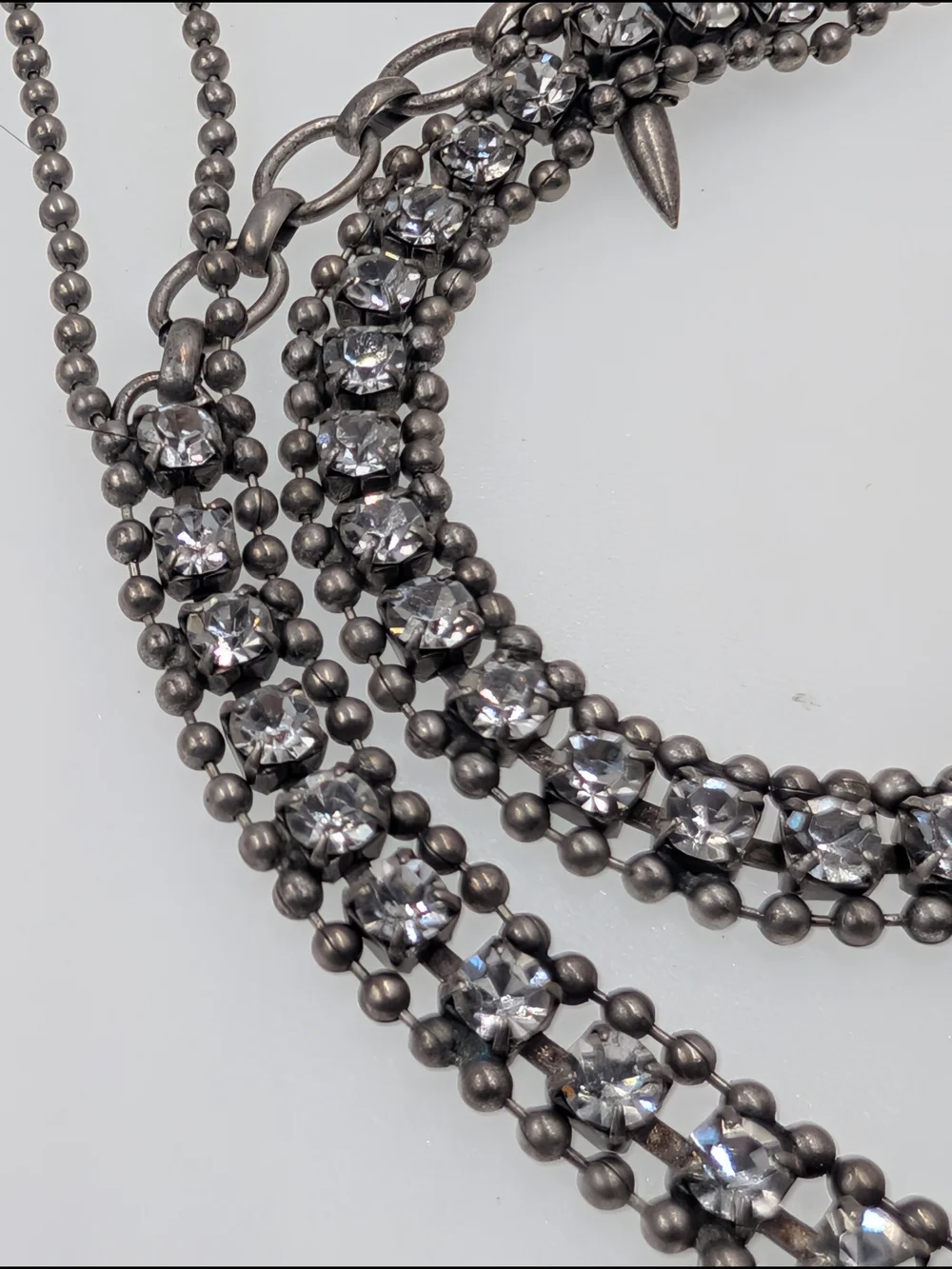 Loren Hope Silver Crystal Tennis Collar Necklace With Back Detailing 0105